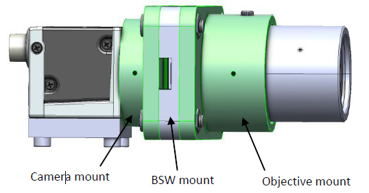 帶有攝像頭、BSW-20 和物鏡的組件 CAD 模型